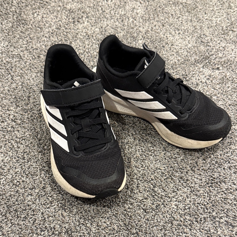 Adidas Kids Black and White Velcro Sneakers